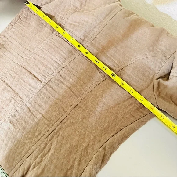 Umgee USA Brown Draped Open Front Cardigan Jacket with Green Crochet Trim Sz M - Picture 6 of 8